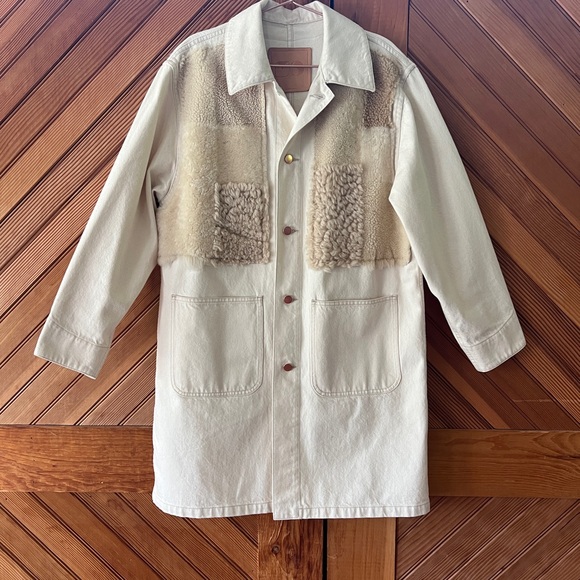 Milena Silvano Jackets & Blazers - Milena Silvano Shearling-Trim Jean Coat